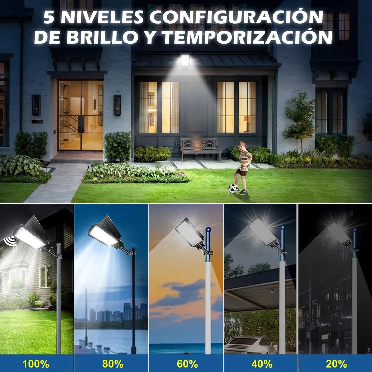 Lámpara Solar LED Exterior 10000LM IP65 Dopwii con Control Remoto 6500K Blanco