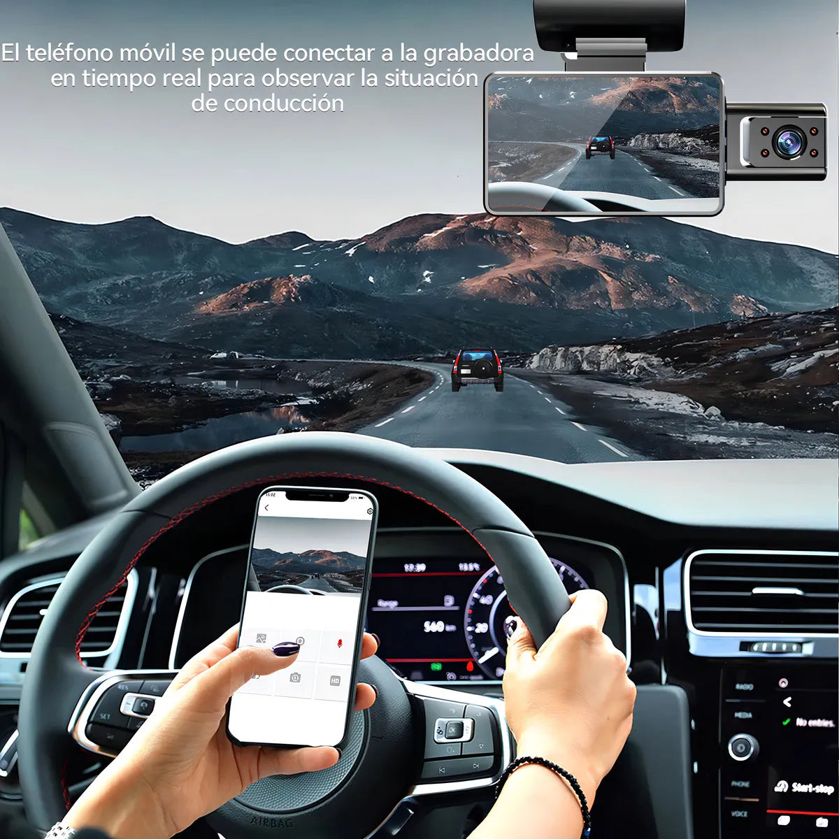 Autodiag® Cámara Para Automóvil Full Hd 1080p 3 En 1 Wi-fi Incorporado, Camara Para Auto Dash Cam, Ltps Pantalla De Polisilicio De Baja Temperatura, Monitoreo De Estacionamiento, Camaras Para Auto