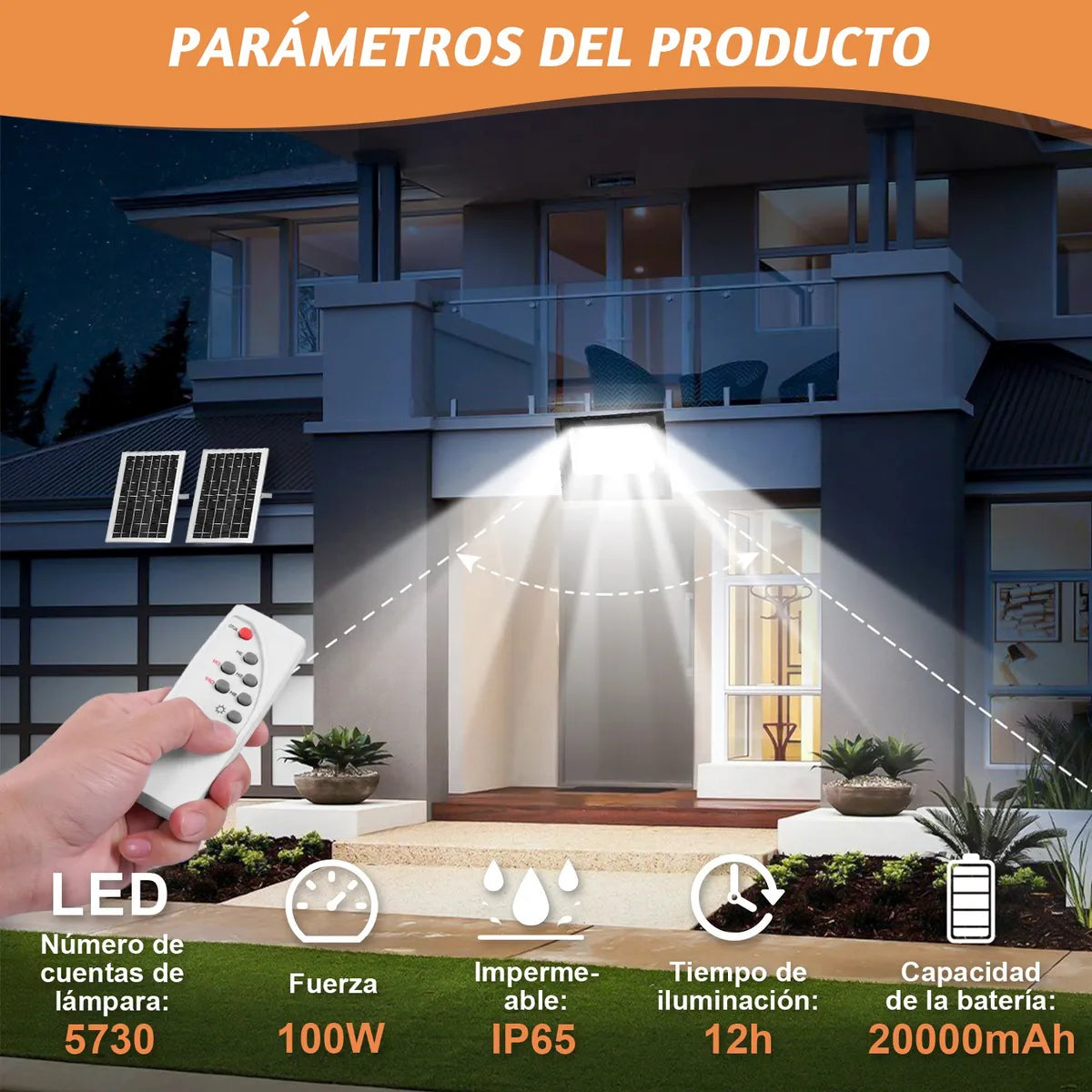 Dopwii Reflector Solar Exterior Led 100w 20000mah Ip65