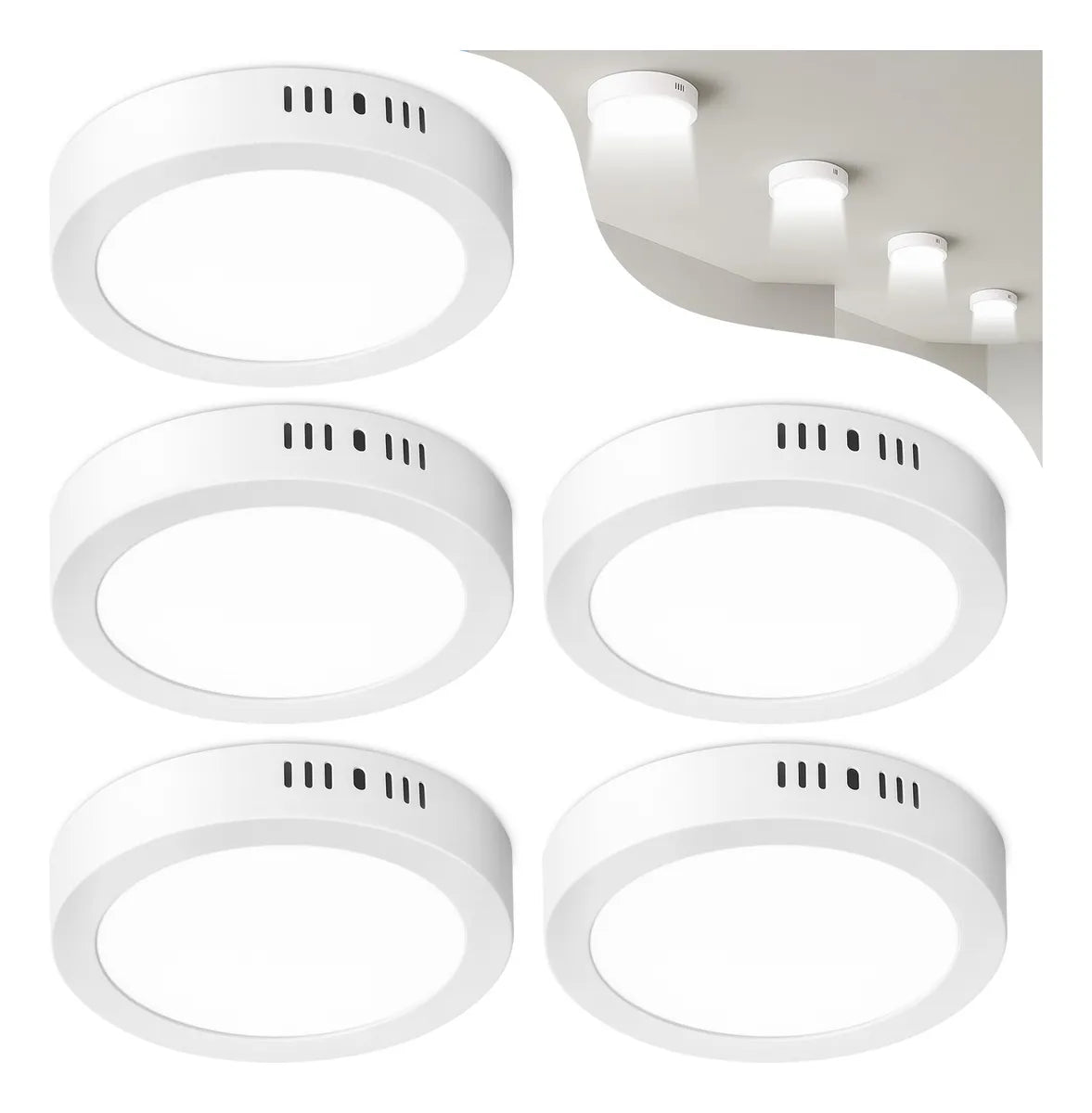 Dopwii 5pzs Lampara De Techo Sobreponer Led 18w Blanco