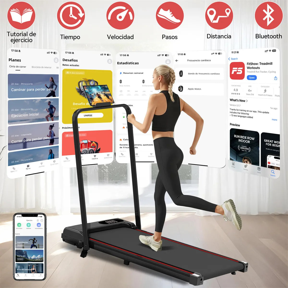 Caminadora Eléctrica Plegable Portátil 2.5hp con Pantalla LCD Y Control Remoto，Caminadora Electrica Walking Pad Portatil Elevacion Casa Oficina Gimnasio，2 En 1 Caminadora Electrica Inclinacion