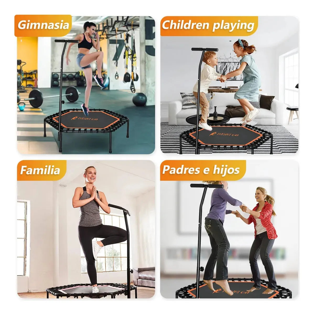 Rowide® Trampolin Ejercicio Brincolin T Mango Ajustable 48''