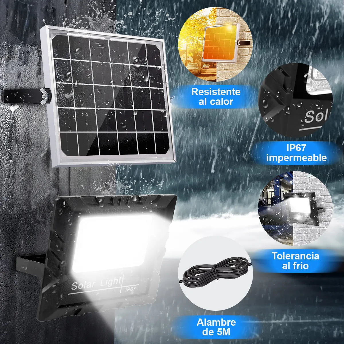 Reflector Solar LED Dopwii 2 Unidades Exterior IP67 Luz con Control Remoto 3 Modos
