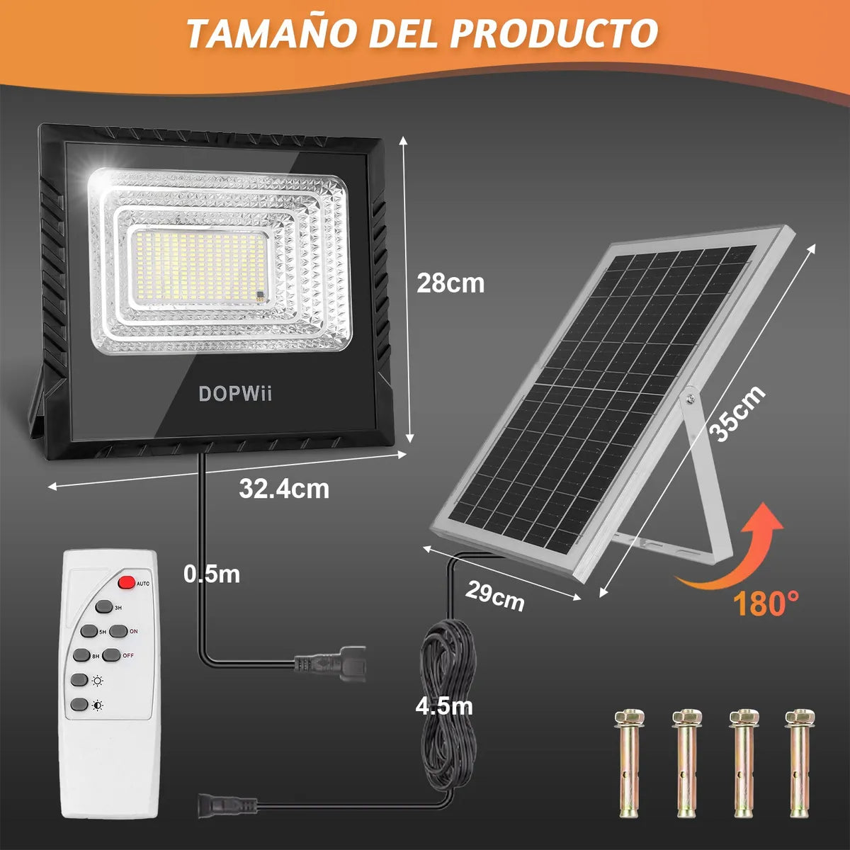 Dopwii Reflector Solar Exterior Led 100w 20000mah Ip65