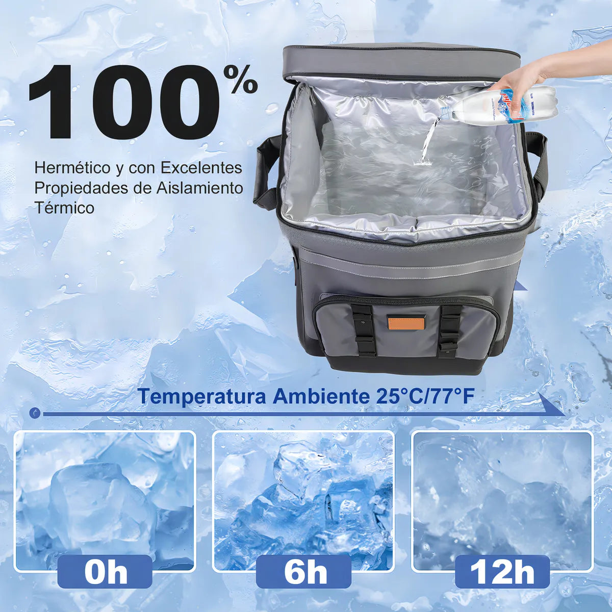 ROWIDE® Mochila 60Latas Playa Adecuado paraSenderismo Camping Bolsa Viajes por Carretera y Picnics Al Aire Libre Hielera Ruedas Térmica Bolsa E Impermeable De Portátil Hielera Con Ruedas35L