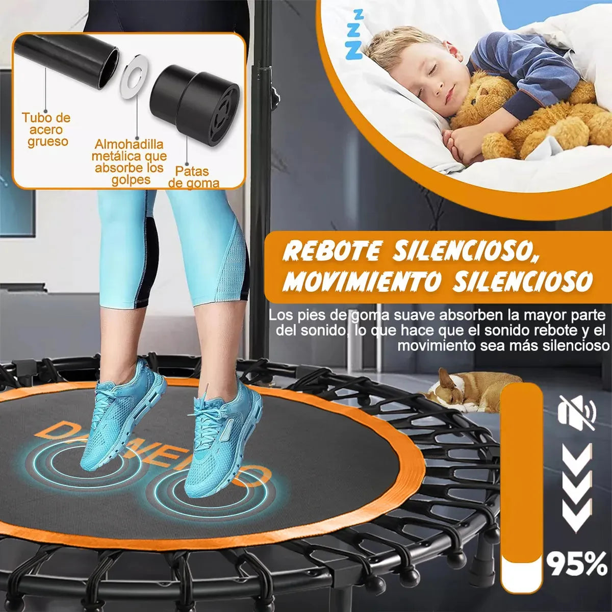 Rowide® Trampolín Fitness Ejercicio Jumping Aerobicos