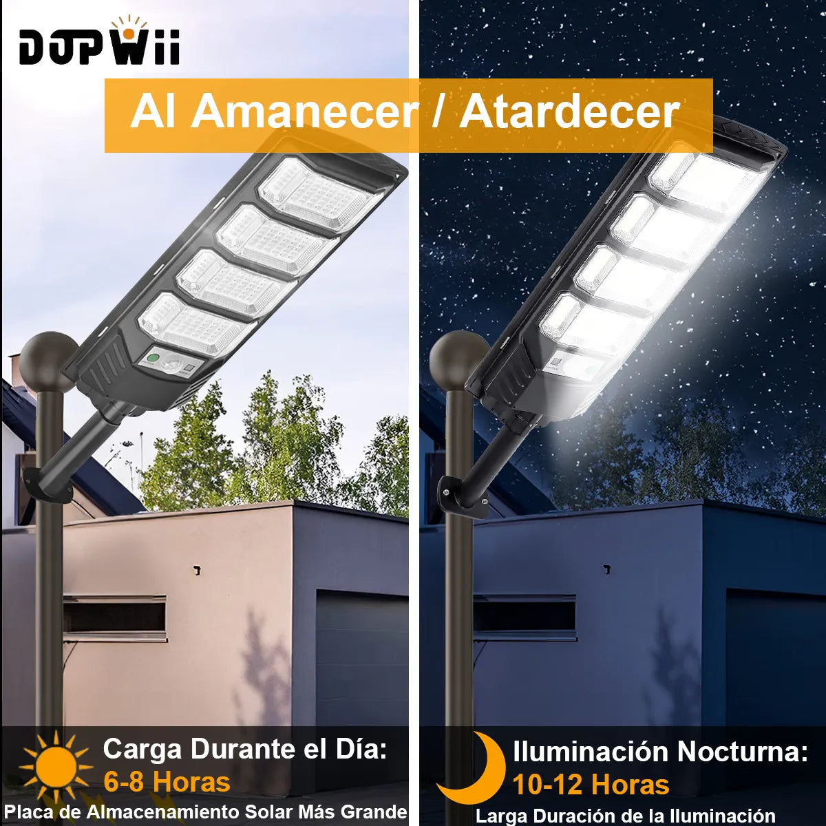 Dopwii Lámpara Solar Pared Exterior 483 LED 2000W Sensor Movimiento IP65
