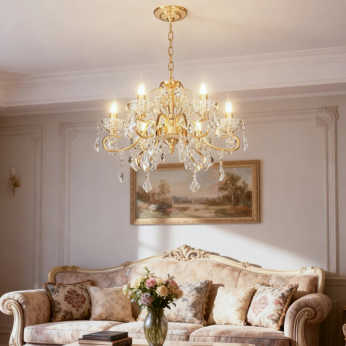 Dopwii® Lámpara Colgante Cristal Vintage Elegant 5 Luz Para