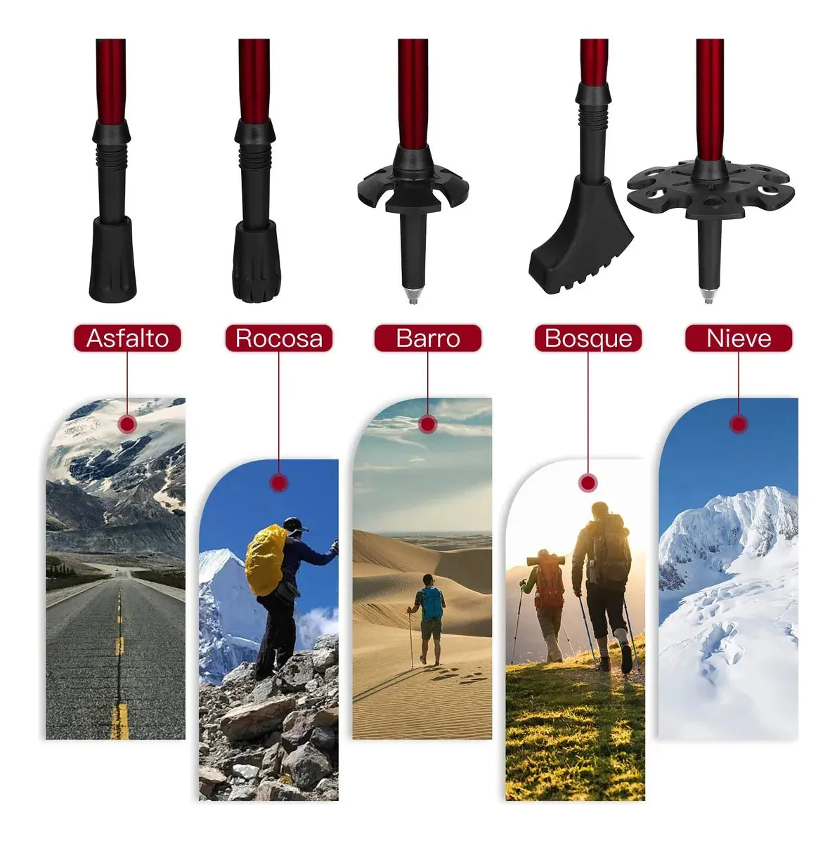Rowide® 2 Baston Trekking Ligero Senderismo Caminar Escalar