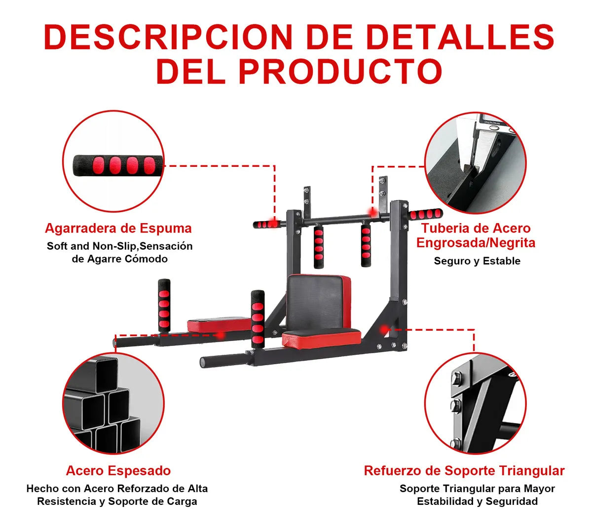 ROWIDE® Barra Multifuncional 8 En 1 Para Dominadas, Calistenia Y Ejercicios De Gym con Costal de Box，Barra 8en1 Dominadas Multifunciona Ejercicio Gym Calistenia