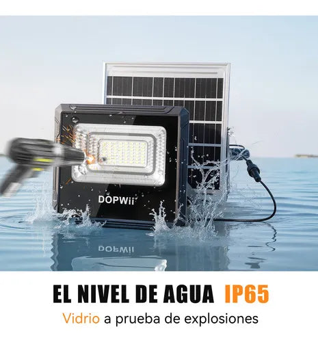 Reflector Solar Exterior LED Dopwii 8000mAh Doble Panel 14W IP65 4 Modos Control Remoto
