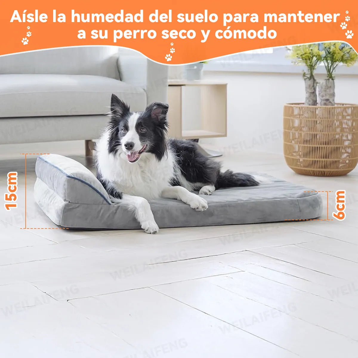 Cama Para Perros Grande Gris 100*60 Cm Espuma Viscoelástica