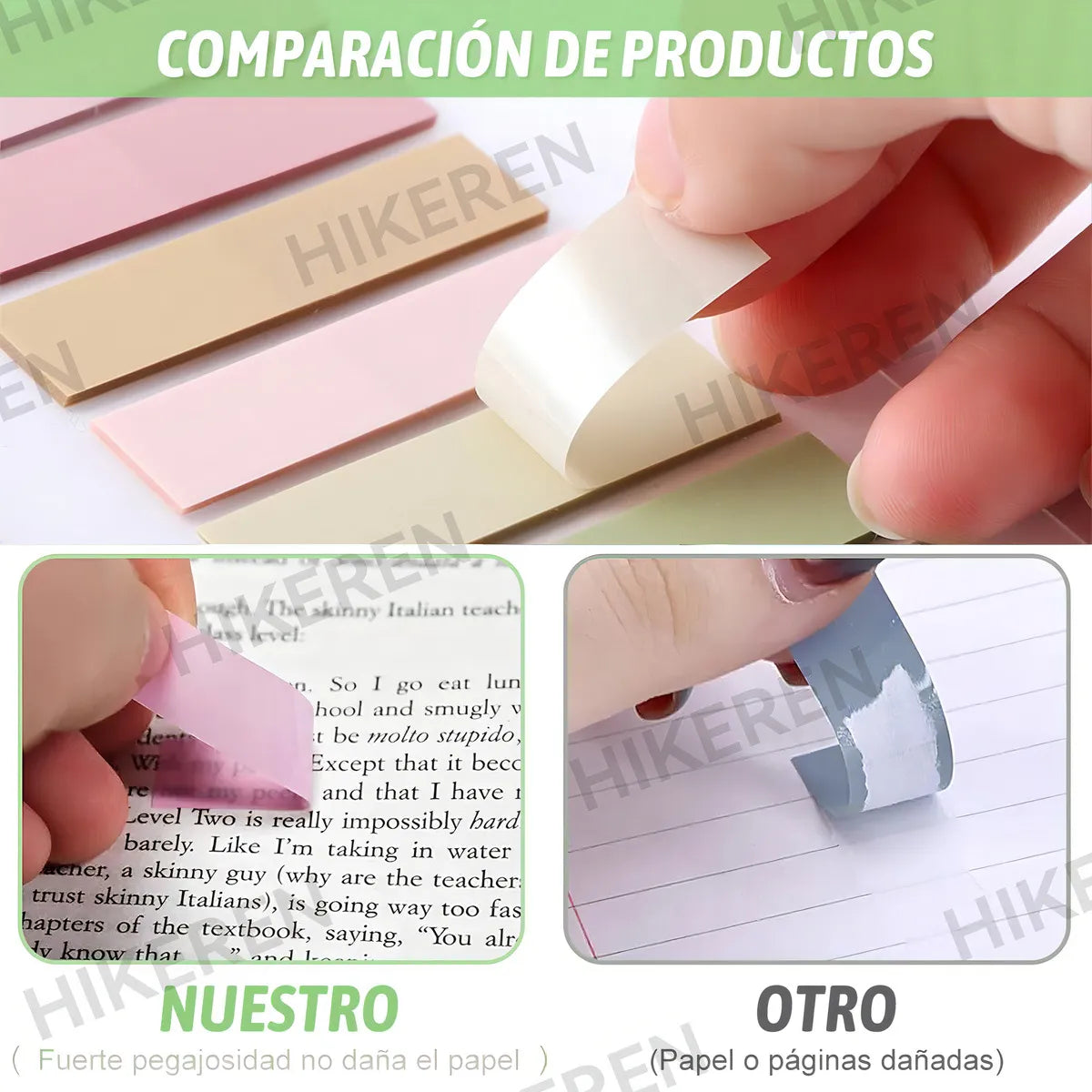 Notas Adhesivas Hikeren Morandi 3360pcs Multicolor PET Reposicionables Impermeables