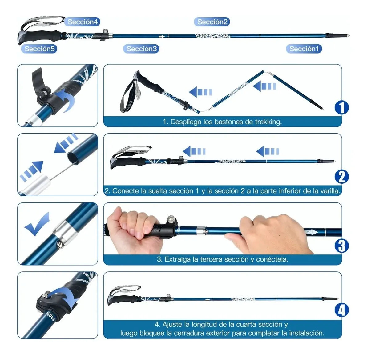 Rowide® 2 Baston Trekking Ligero Senderismo Caminar Escalar