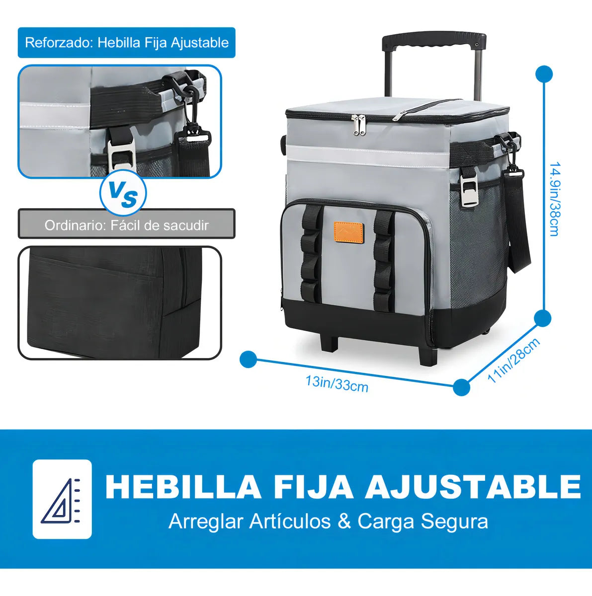 ROWIDE® Mochila 60Latas Playa Adecuado paraSenderismo Camping Bolsa Viajes por Carretera y Picnics Al Aire Libre Hielera Ruedas Térmica Bolsa E Impermeable De Portátil Hielera Con Ruedas35L