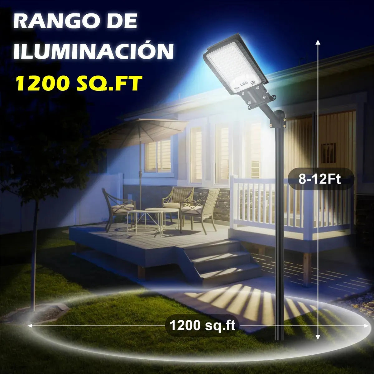 Lámpara Solar LED Exterior 10000LM IP65 Dopwii con Control Remoto 6500K Blanco