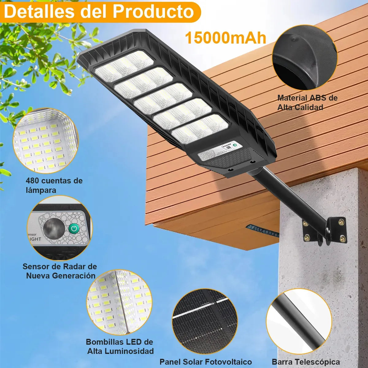Dopwii® Lámpara Led Solar Exterior Suburbana 5800w Público