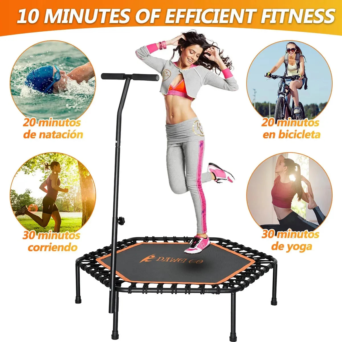 Rowide® Trampolin Ejercicio Brincolin T Mango Ajustable 48''