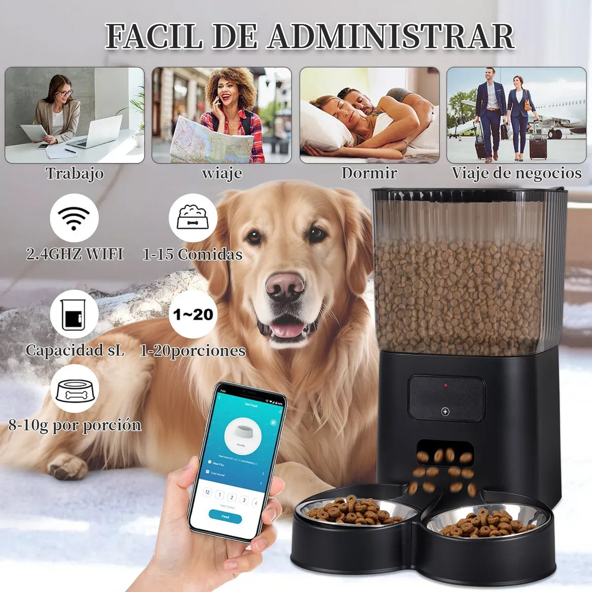 Comedero Dispensador De Comida Alimentador Para Perros Wifi