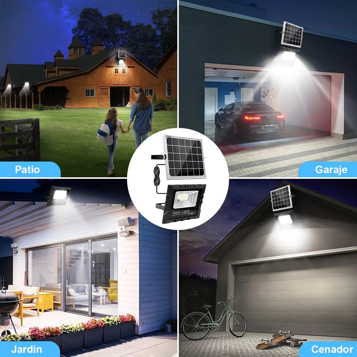 Reflector Solar LED Dopwii 2 Unidades Exterior IP67 Luz con Control Remoto 3 Modos