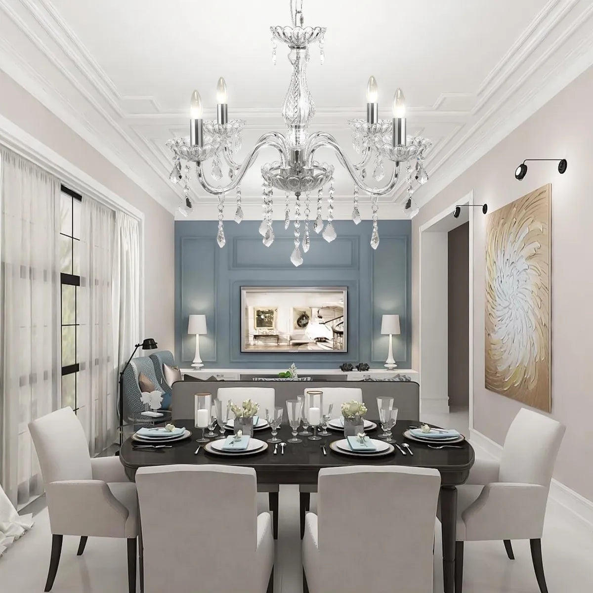 Dopwii®lámpara Colgante Cristal Lujoso Para Sala 4 Luz Dop