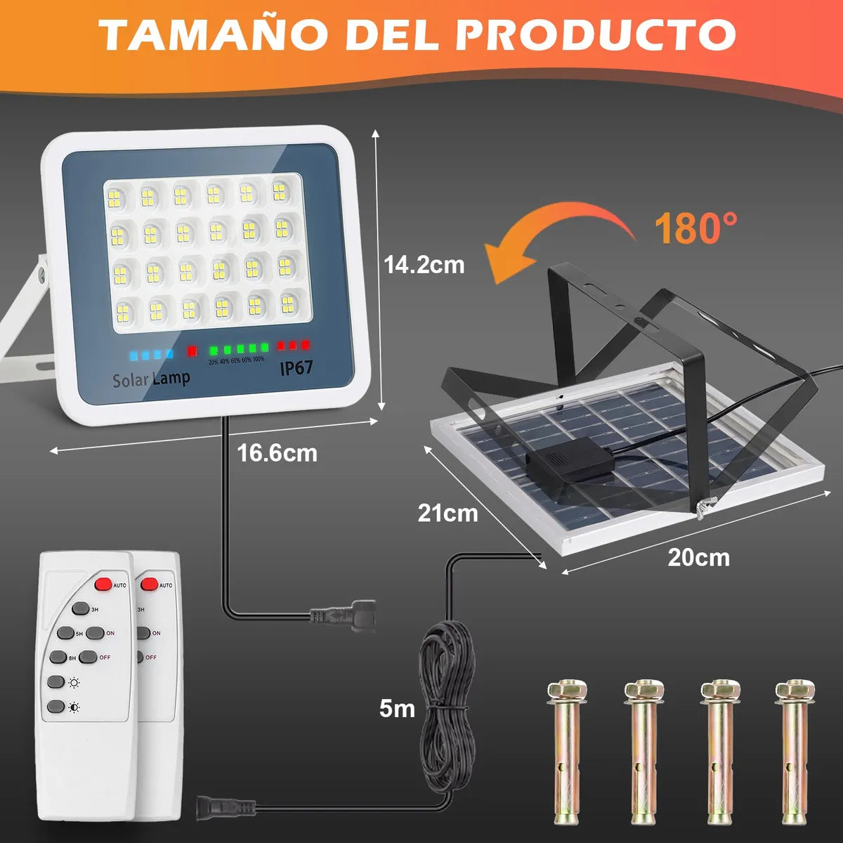 Dopwii Reflector Solar Exterior 2pzs Lámpara Solar 8000mah