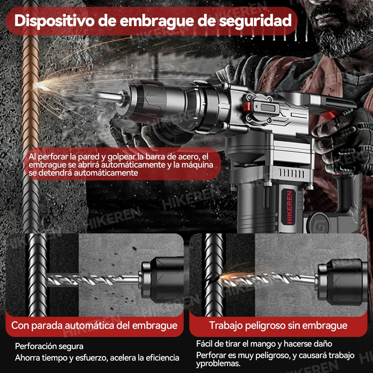 Taladro Rotomartillo Hikeren SDS-Plus 2200W Multifuncional 110V 3300 GPM