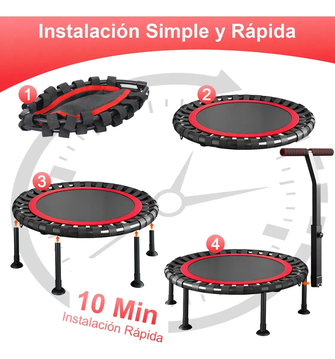 Rowide®trampolín Fitness Brincolín Ejercicio Mango Ajustable