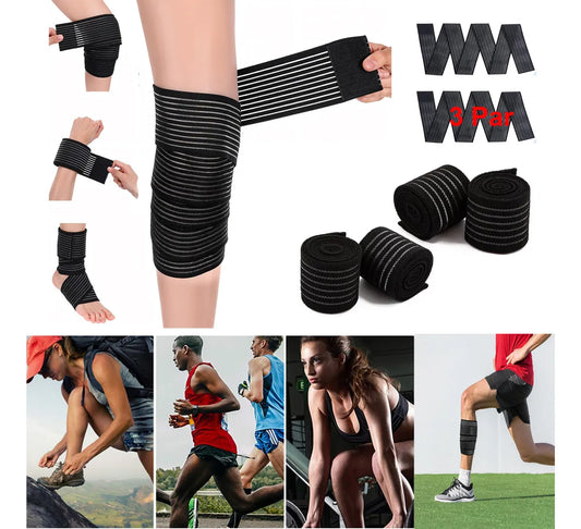 Rodillera Elástica Vendas 3 Par Bandas Deportiva Rodilla Gym，3 Par Rodilleras Elásticas Deportivas Compresion Para Gym，Rodilleras Y Tobillera Deportivas Elásticas Compresion Gym