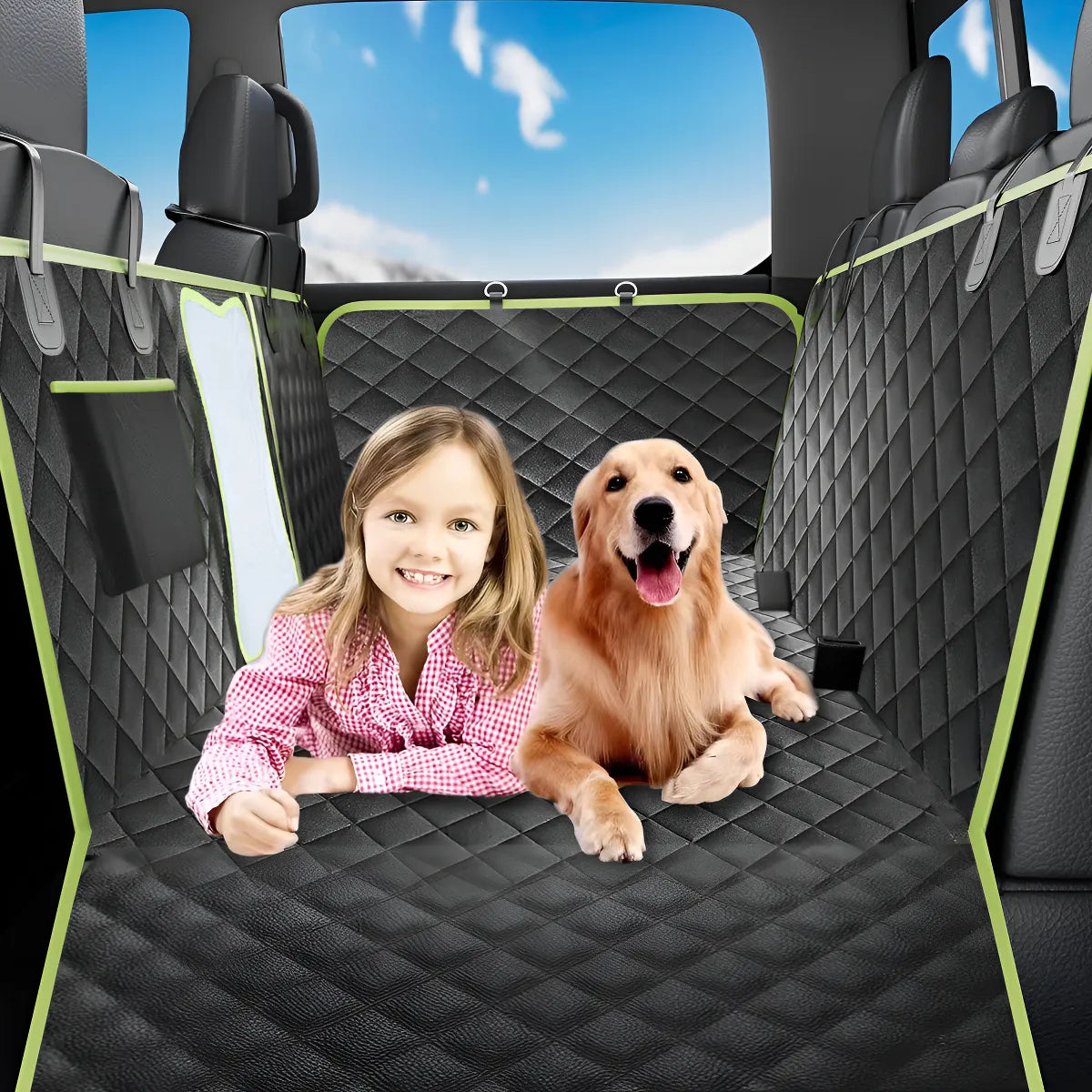 Lokooy Protector Cubre Asientos para Mascotas Negro y Nerde, Cubre Asientos para Perros, Fundas para Autos