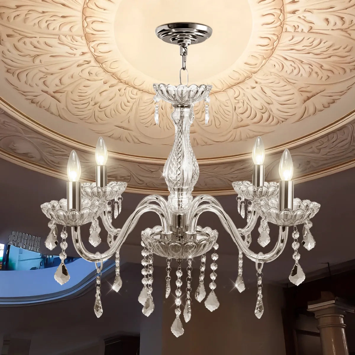 Dopwii®lámpara Colgante Cristal Lujoso Para Sala 4 Luz Dop