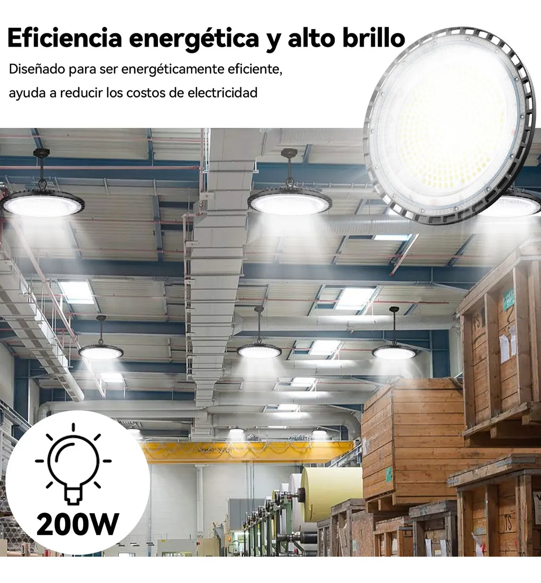 Lámpara Led Industrial 200 W Lampara Colgante Bajo Consumo