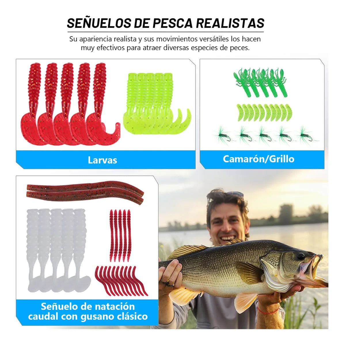 Rowide® 322 Pcs Kit De Cebos De Señuelos De Pesca Lure Profesional，Pesca Profesional,kit De Curricanes Pesca 322 Pcs，322 Piezas Señuelos De Pesca Kit De Pesca Completo Con Caja