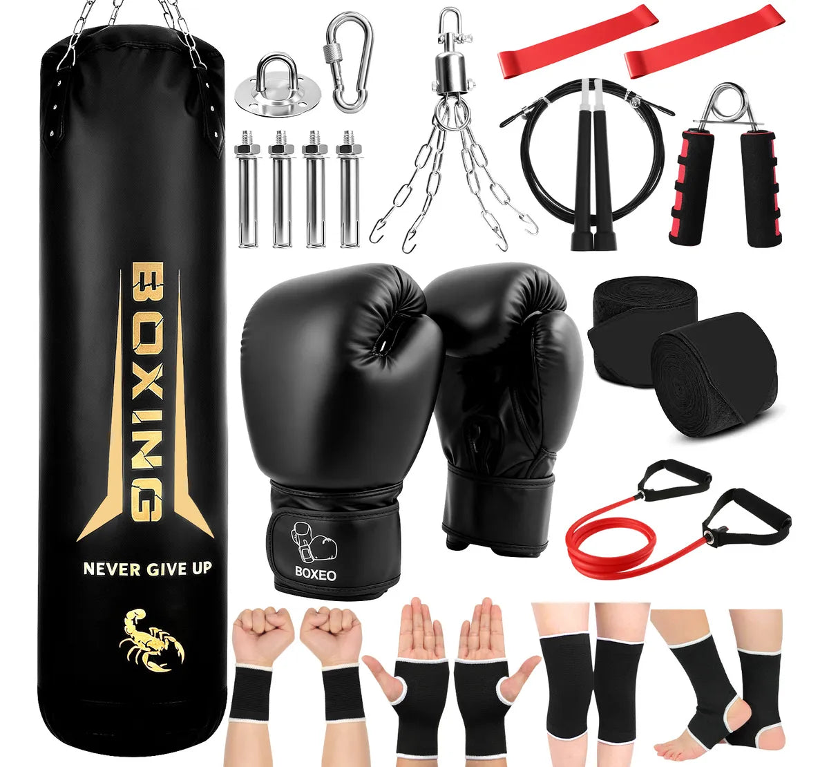 Rowide® Set De Sacos Arena Profesionales Con Guantes Negros
