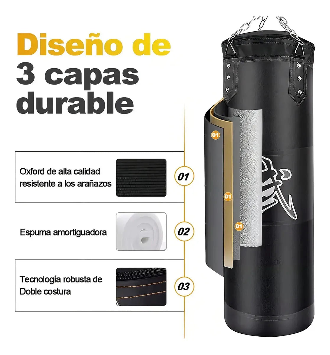 Rowide®saco De Boxeo Profesional Costal De Box Guantes Negro