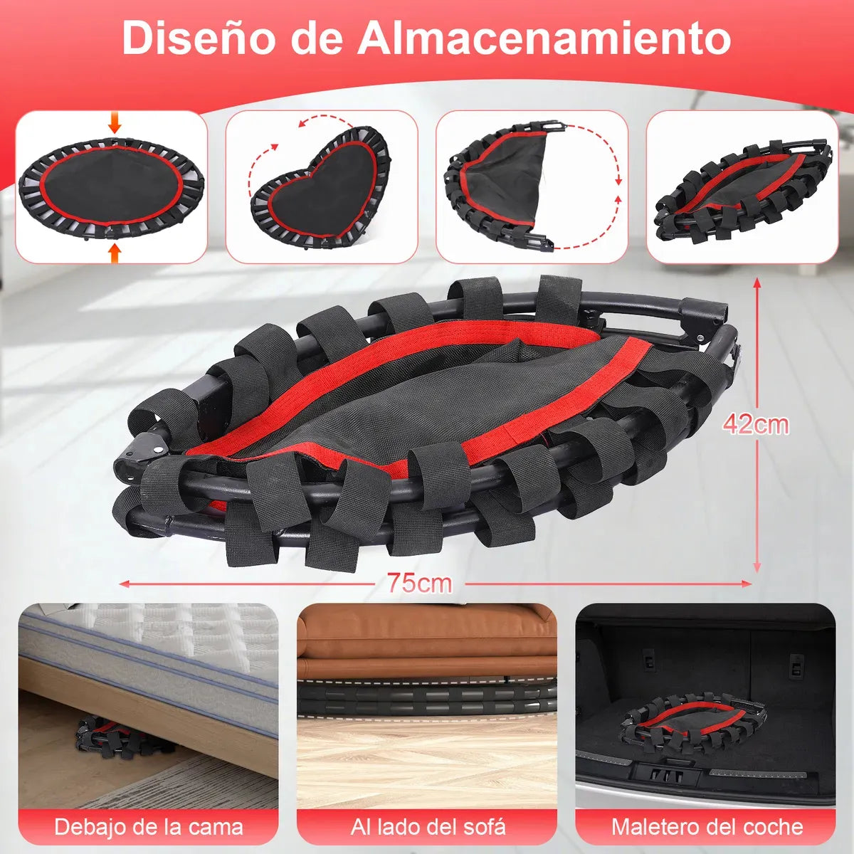 Rowide®trampolín Fitness Brincolín Ejercicio Mango Ajustable