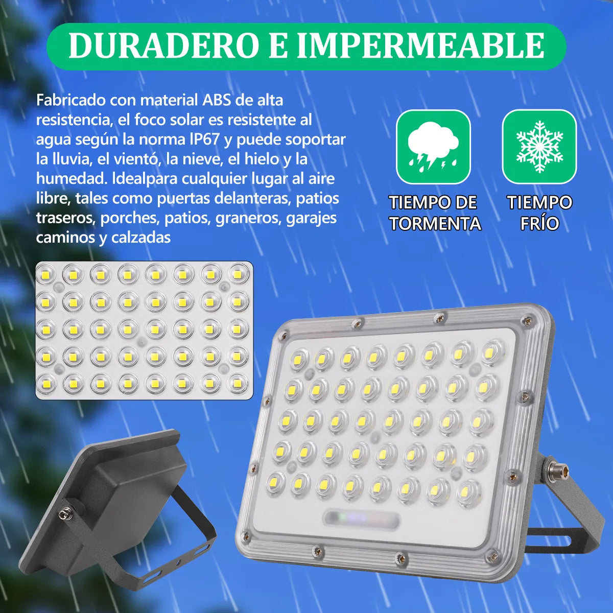 Reflector Solar Exterior Dopwii 800W LED IP67 Blanco Frío Control Remoto
