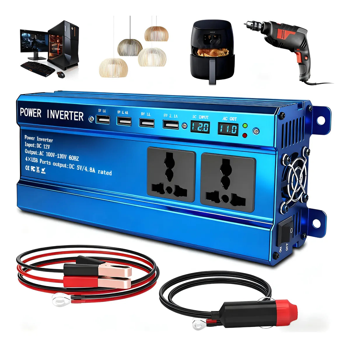 Convertidor De Corriente 12v Pantalla Digital Inteligente