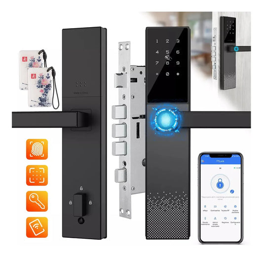 Lokooy LOKOOY-HT2 cerradura inteligente electrónica color negro chapa digital smart lock bluetooth huella digital llave contraseña tarjeta de puerta cinco formas de abrir la puerta