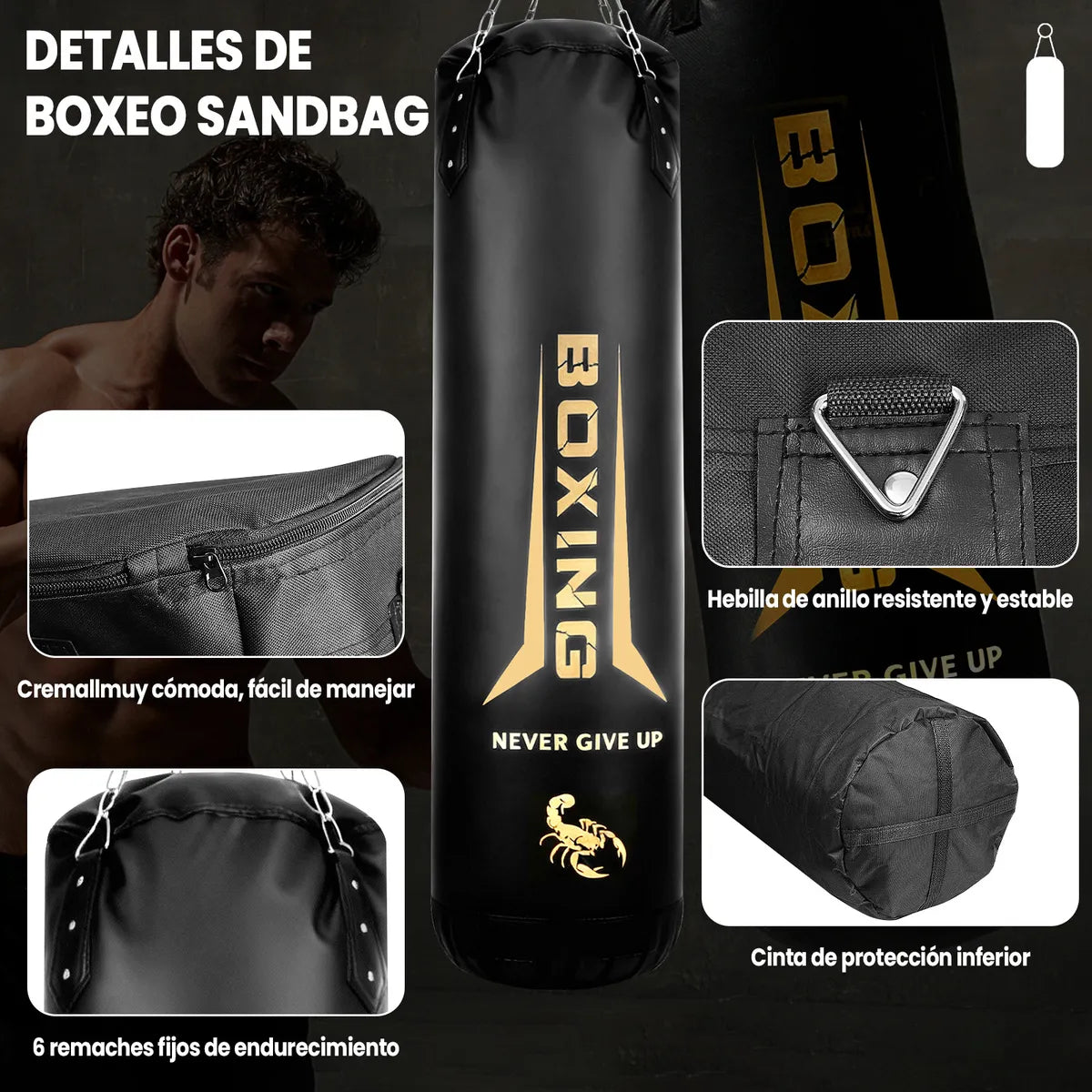 Rowide® Set De Sacos Arena Profesionales Con Guantes Negros