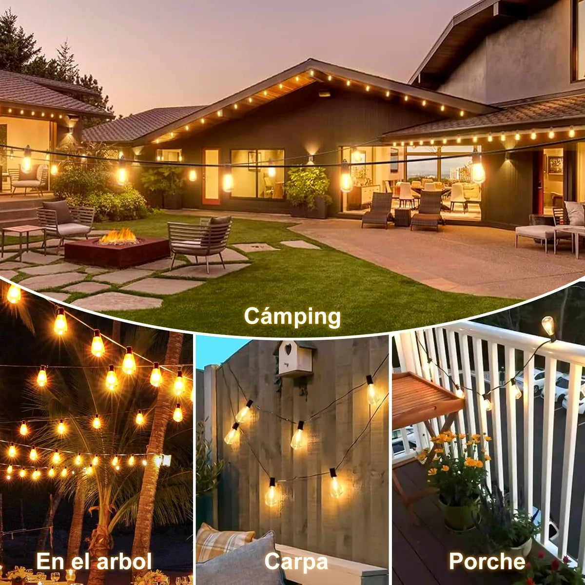 Dopwii Guirnalda De Luces Exterior 10m 10+1 Focos Led S14
