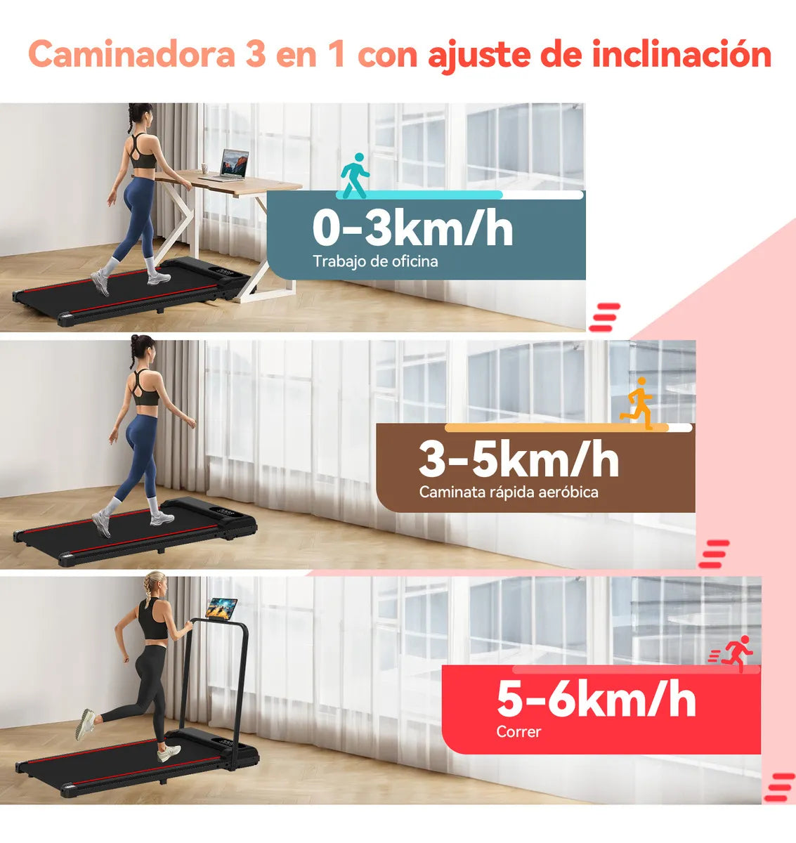 Caminadora Eléctrica Plegable Portátil 2.5hp con Pantalla LCD Y Control Remoto，Caminadora Electrica Walking Pad Portatil Elevacion Casa Oficina Gimnasio，2 En 1 Caminadora Electrica Inclinacion