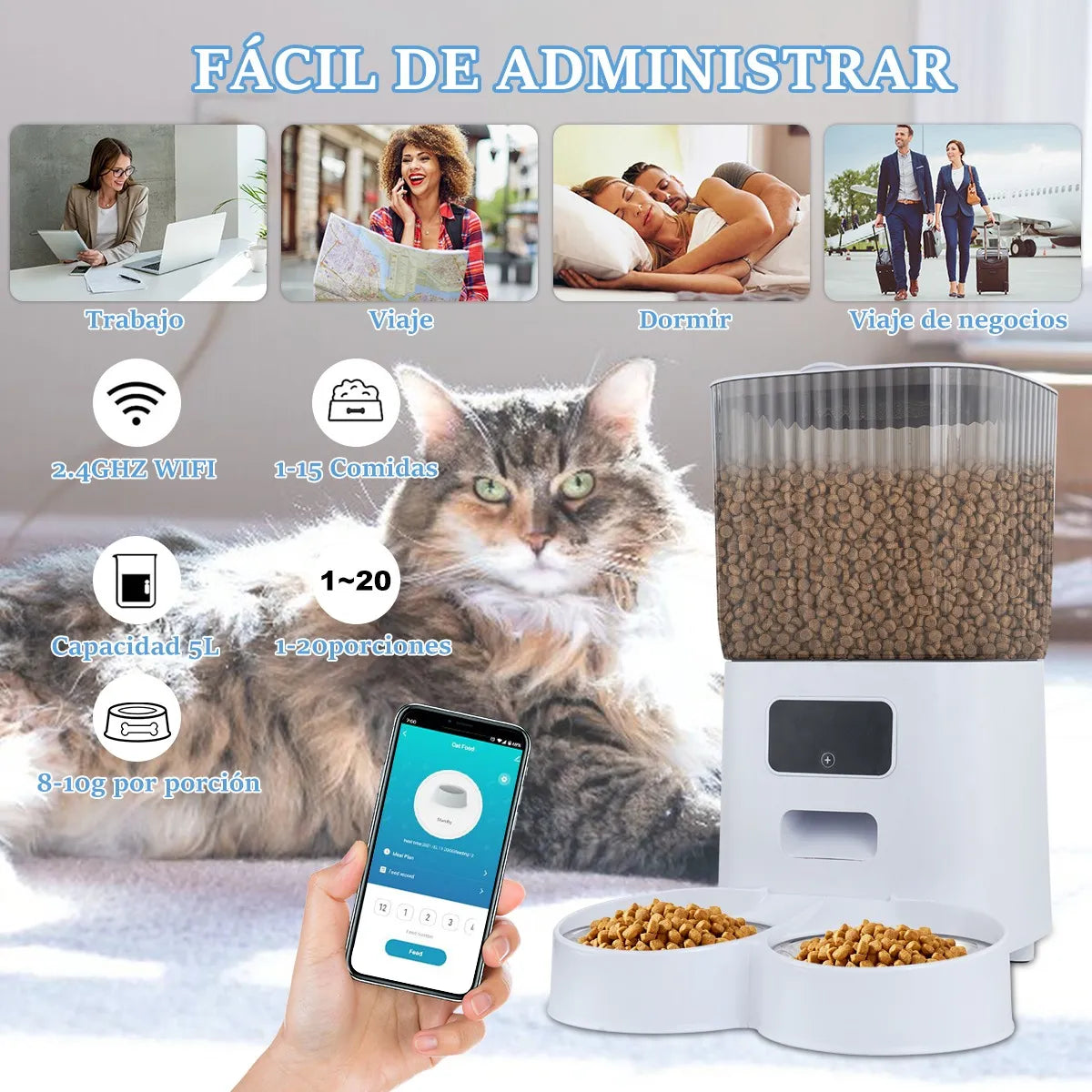 Comedero Dispensador De Comida Alimentador Para Perros Wifi