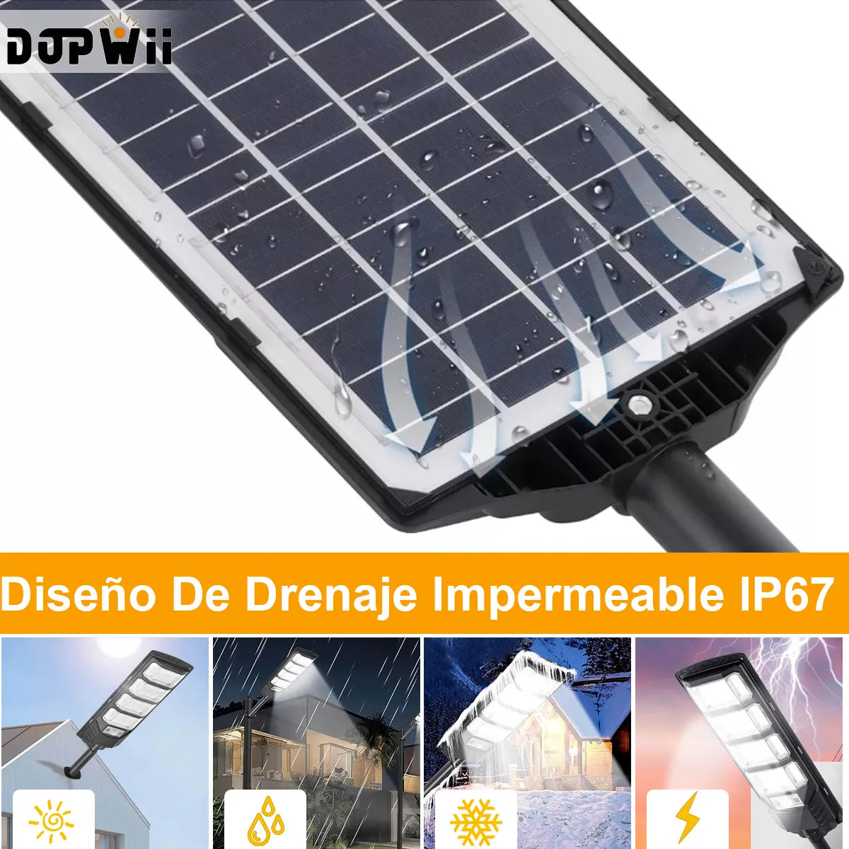 Dopwii Lámpara Solar Pared Exterior 483 LED 2000W Sensor Movimiento IP65