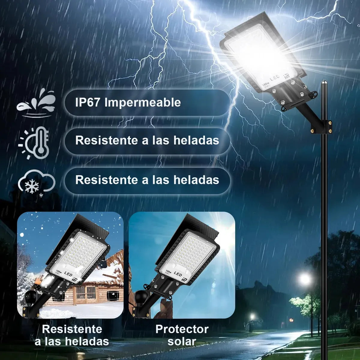 Lámpara Solar LED Exterior 10000LM IP65 Dopwii con Control Remoto 6500K Blanco