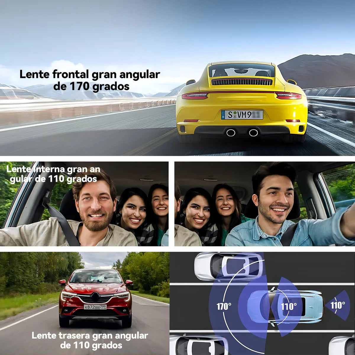 Autodiag® Cámara Para Automóvil Full Hd 1080p 3 En 1 Wi-fi Incorporado, Camara Para Auto Dash Cam, Ltps Pantalla De Polisilicio De Baja Temperatura, Monitoreo De Estacionamiento, Camaras Para Auto