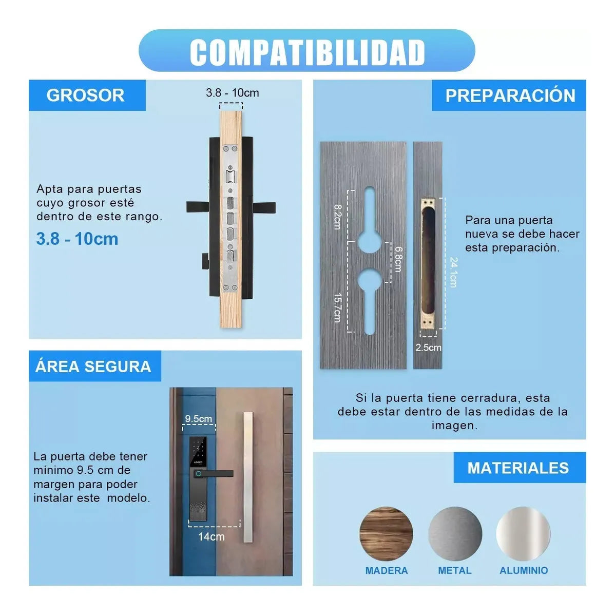 Lokooy LOKOOY-HT2 cerradura inteligente electrónica color negro chapa digital smart lock bluetooth huella digital llave contraseña tarjeta de puerta cinco formas de abrir la puerta
