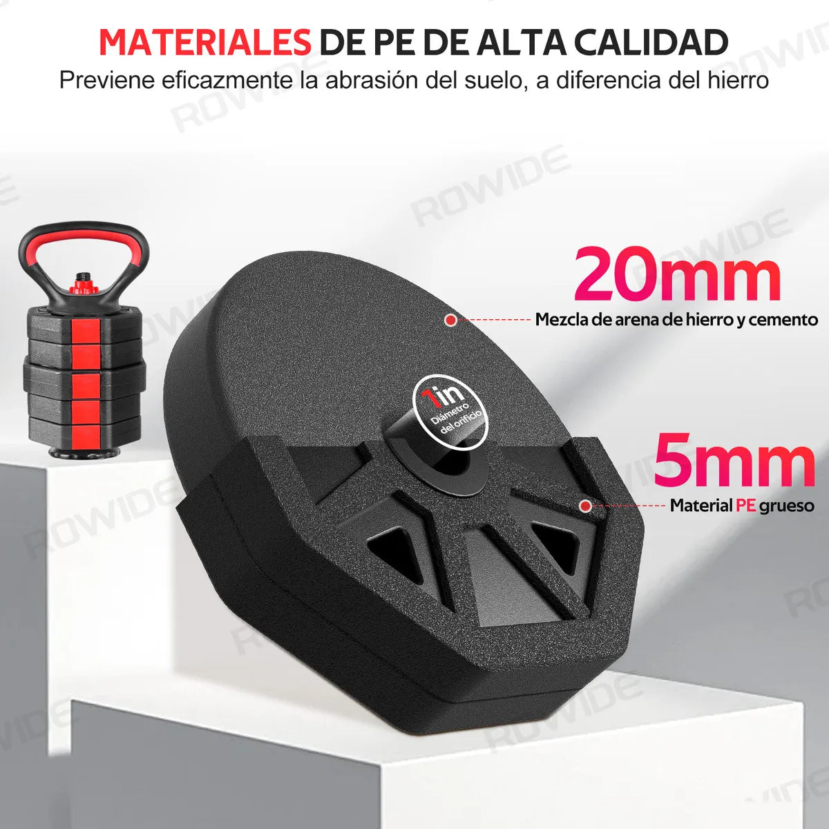 Rowide Juego Mancuernas Ajustables 15 Kg Incluye Barra y Pesas Hexagonales