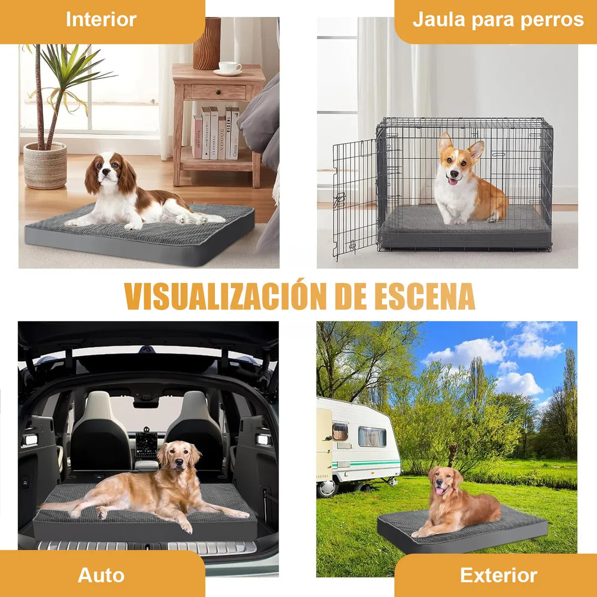 Cama Almohadón Perro Grande LOKOOY Ortopédica Impermeable Lavable Antideslizante Gris