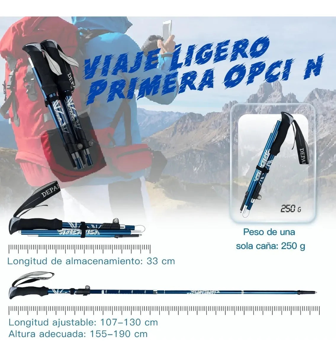 Rowide® 2 Baston Trekking Ligero Senderismo Caminar Escalar